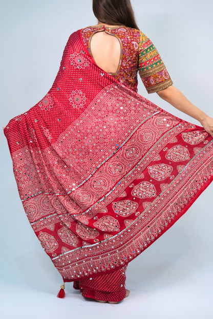 Modal silk Bandhani saree