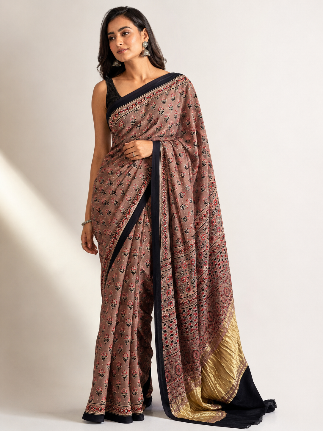 Pure Modal Ajrak Saree