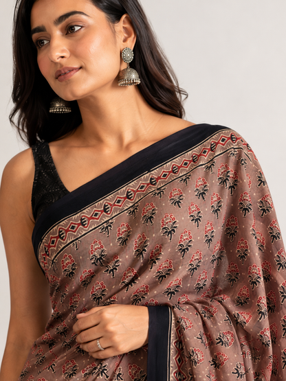 Pure Modal Ajrak Saree