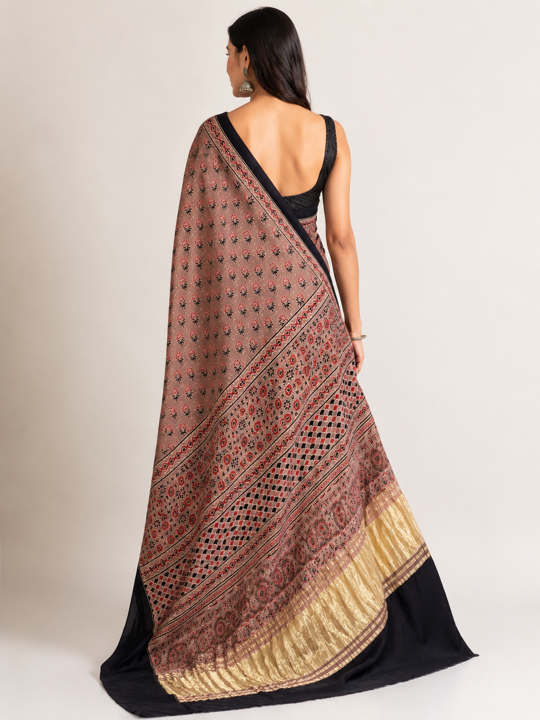Pure Modal Ajrak Saree