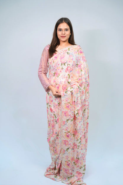 Floral Designer georgette sequnce work saree