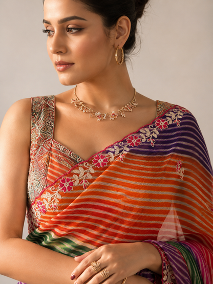 Leheriya Chiffon Saree