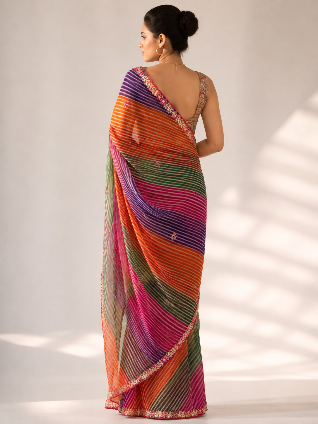 Leheriya Chiffon Saree