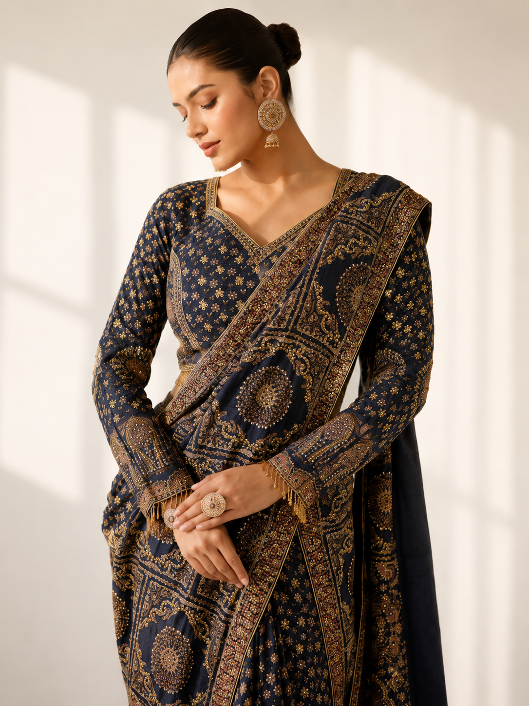 Half & Half Crepe Saree
