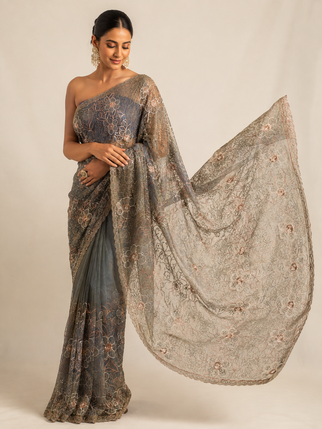 Designer Tissue Jaal Saree