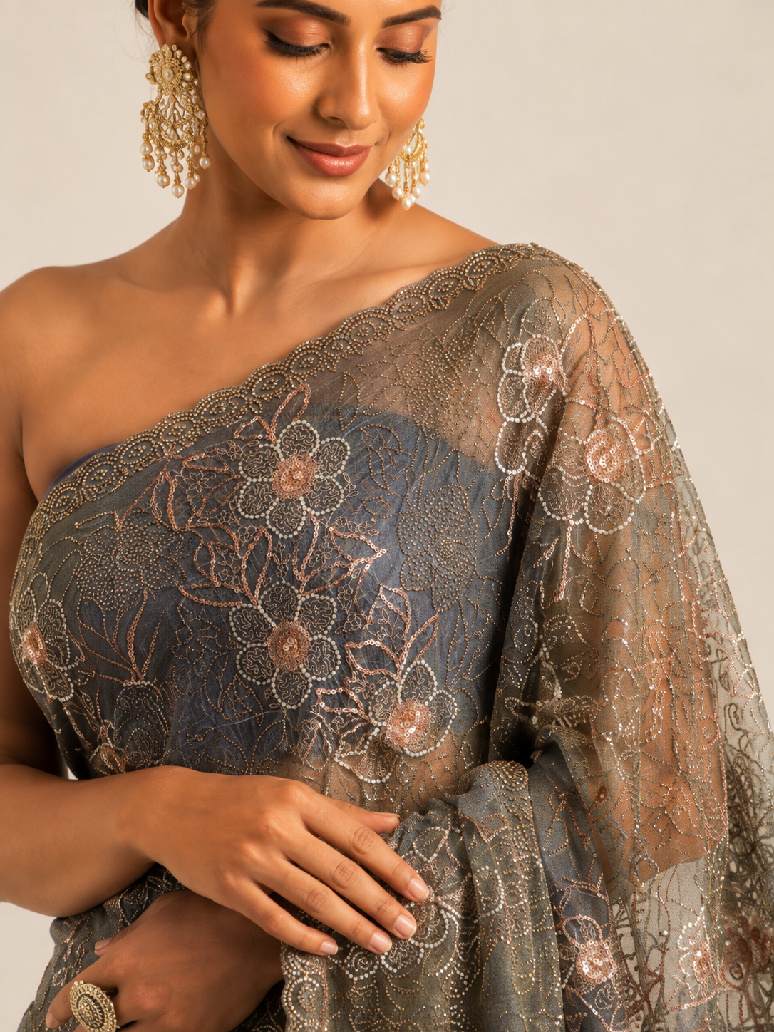 Designer Tissue Jaal Saree