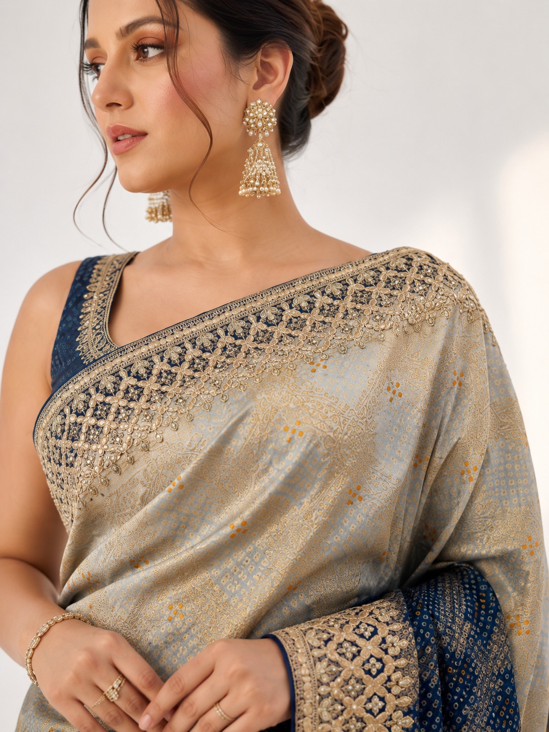Shaded Dola Silk Bandhani Saree