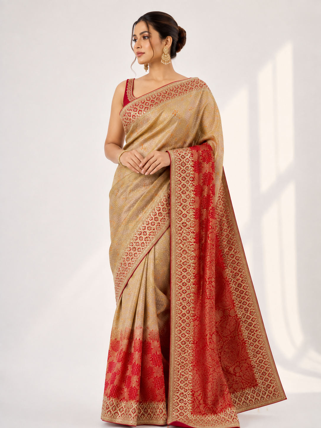 Shaded Dola Silk Bandhani Saree