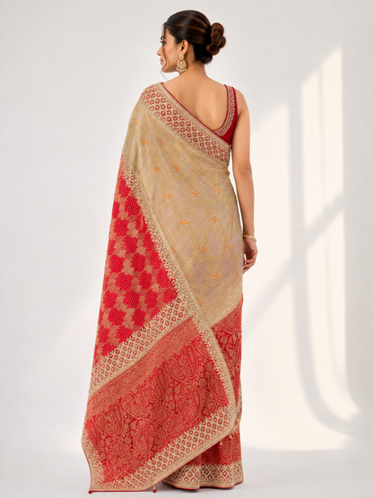 Shaded Dola Silk Bandhani Saree