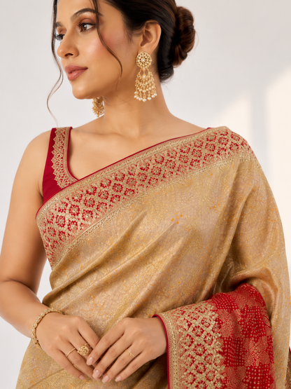 Shaded Dola Silk Bandhani Saree