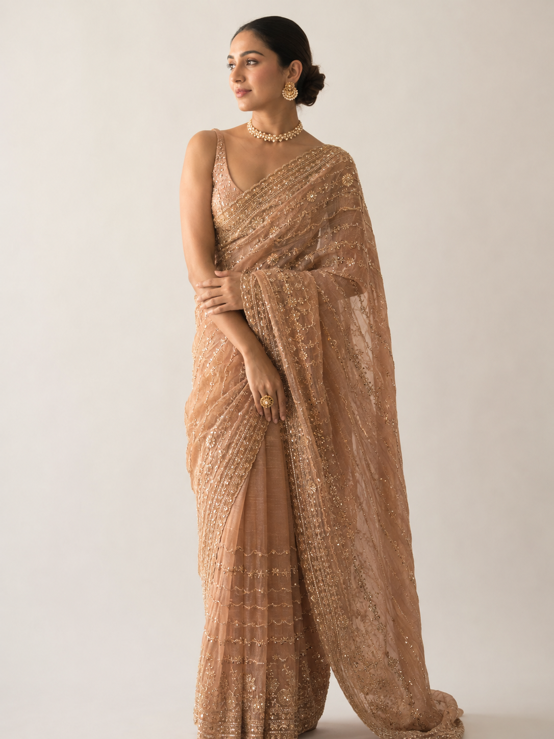Crush Tissue Cutdana Saree