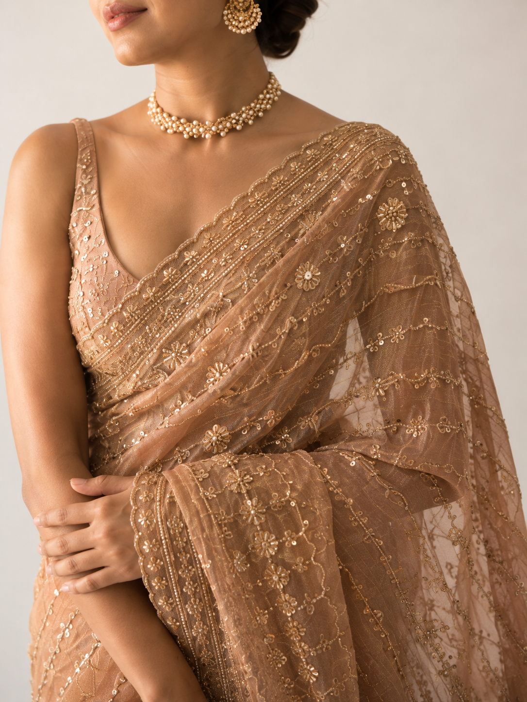Crush Tissue Cutdana Saree