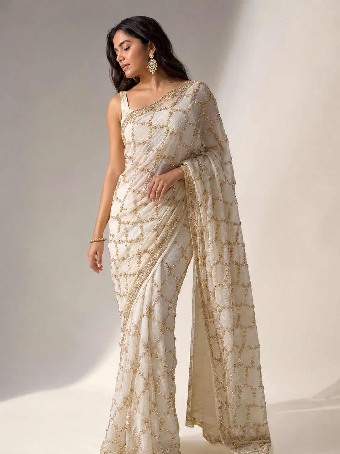 Winkle Chinon Saree