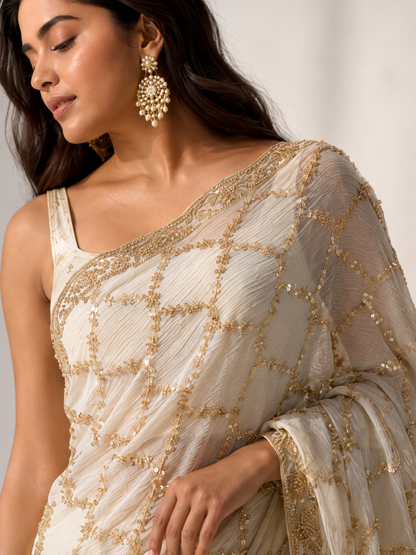 Winkle Chinon Saree