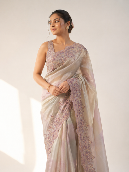 Tissue Handwork Saree