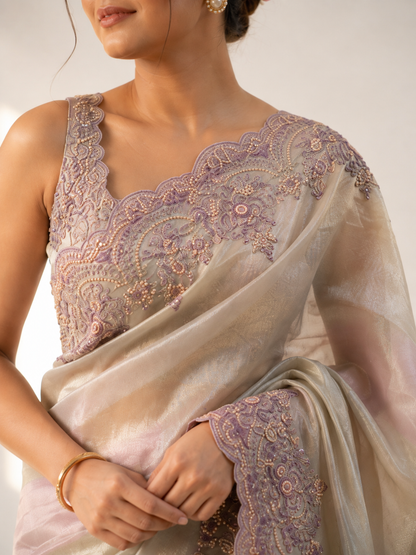 Tissue Handwork Saree