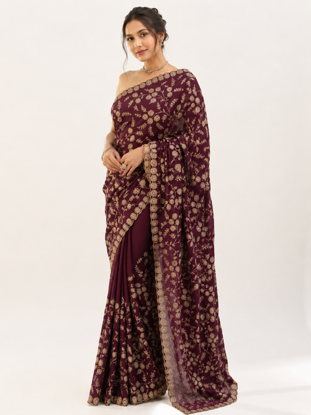 Satin Silk Handwork Saree