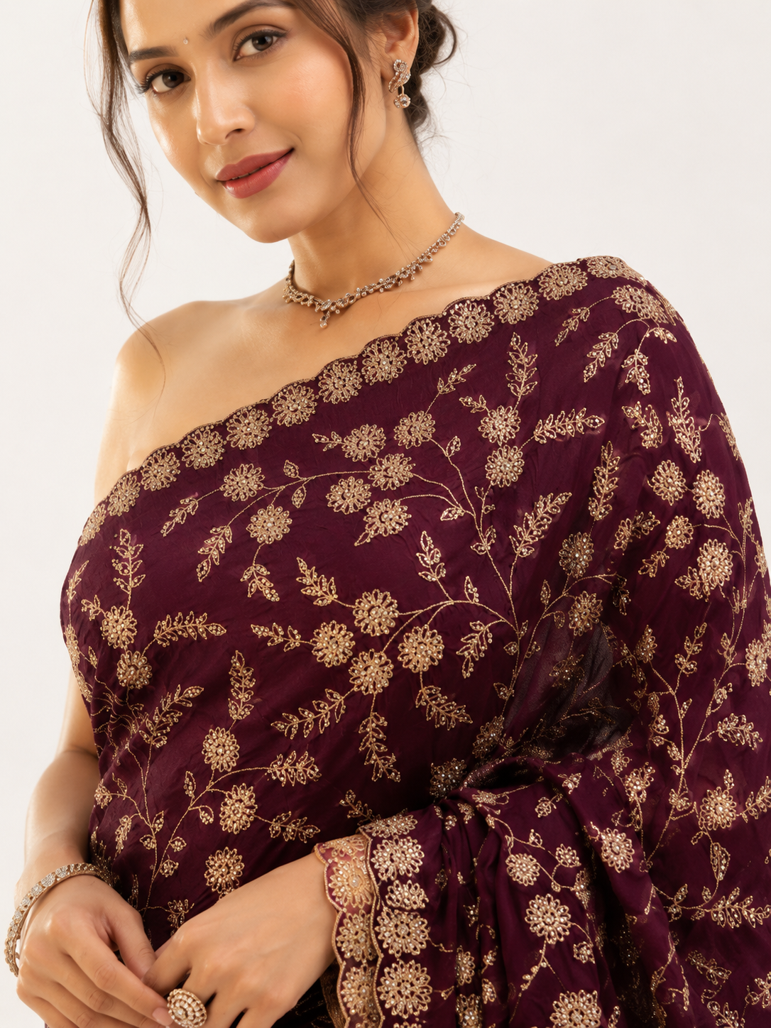 Satin Silk Handwork Saree