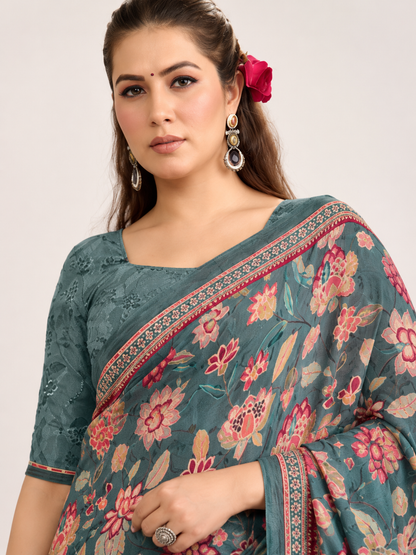Printed Georgette Saree