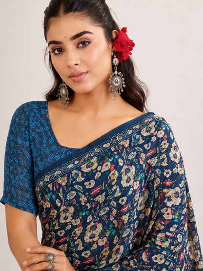 Printed Georgette Saree