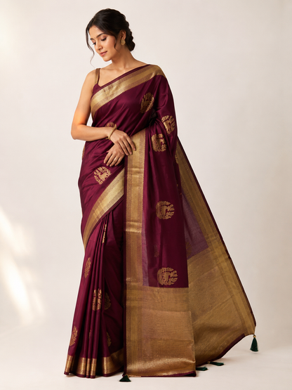 Mashru Silk Saree with Animal Motif