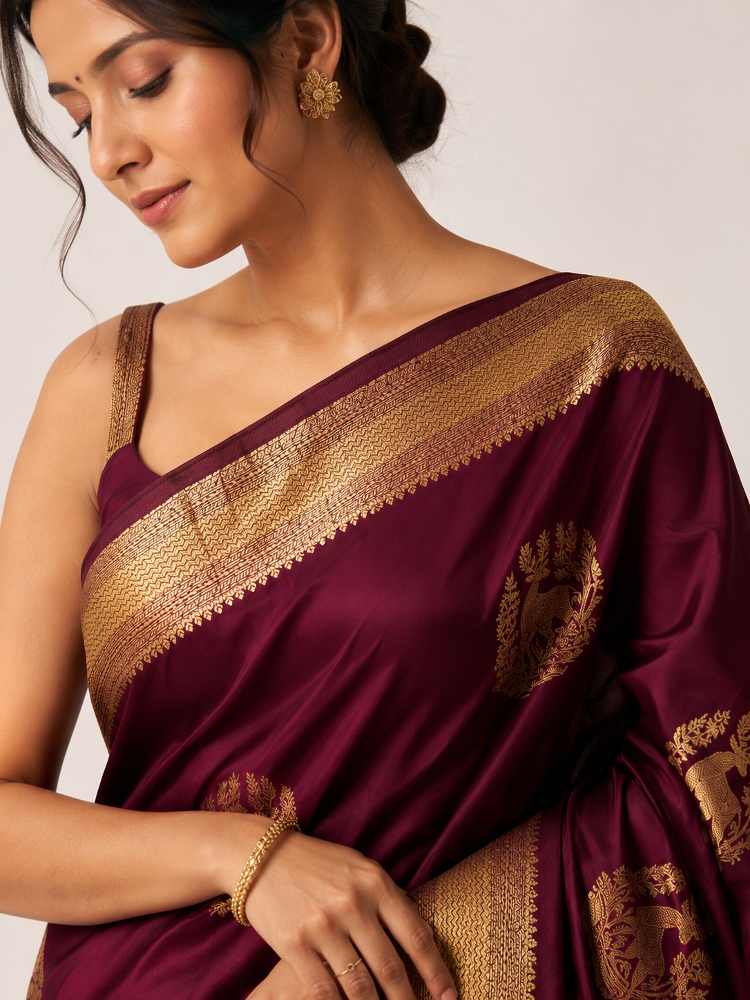 Mashru Silk Saree with Animal Motif