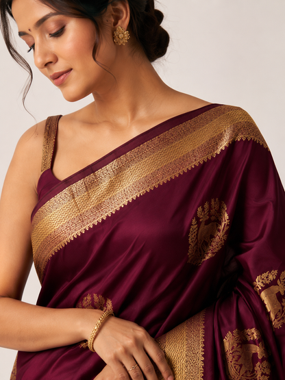 Mashru Silk Saree with Animal Motif