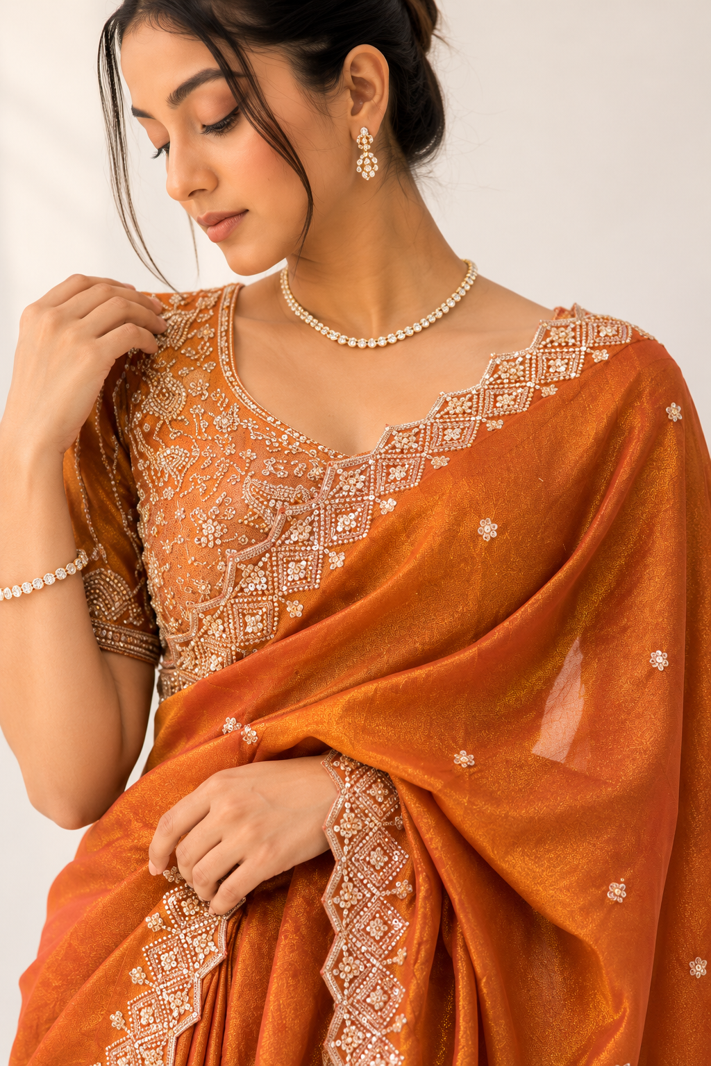 Crepe Embroidery Saree