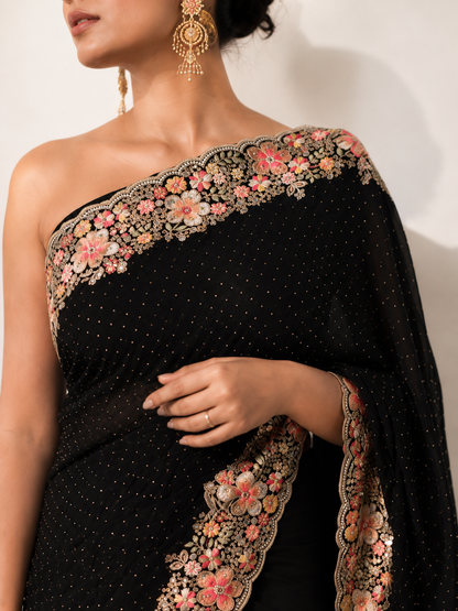 Crepe Embroidery Saree