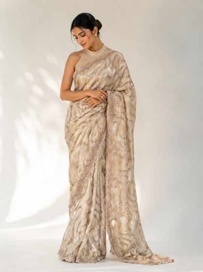 Designer Crepe Printed Stone Work