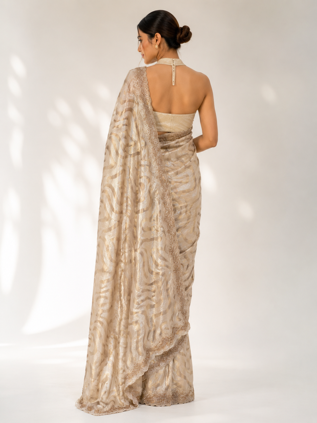 Designer Crepe Printed Stone Work