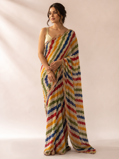 Leheriya Chiffon Saree