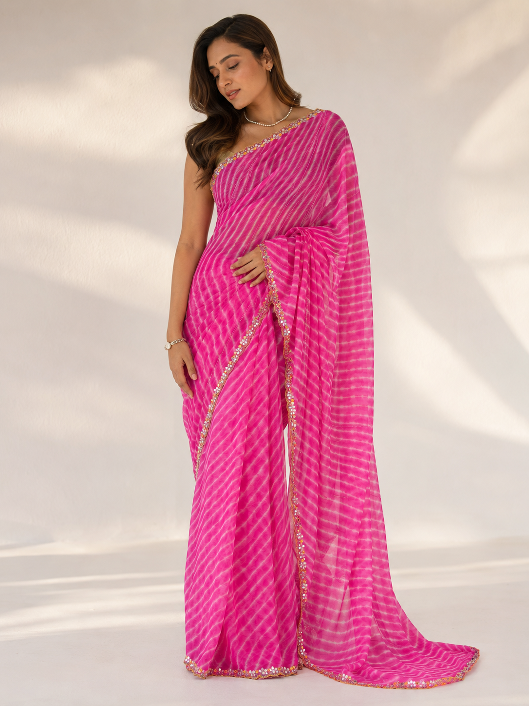 Leheriya Chiffon Saree