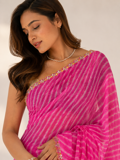 Leheriya Chiffon Saree