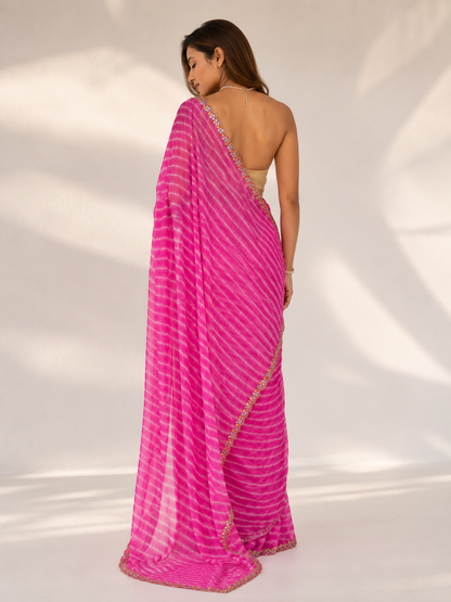 Leheriya Chiffon Saree