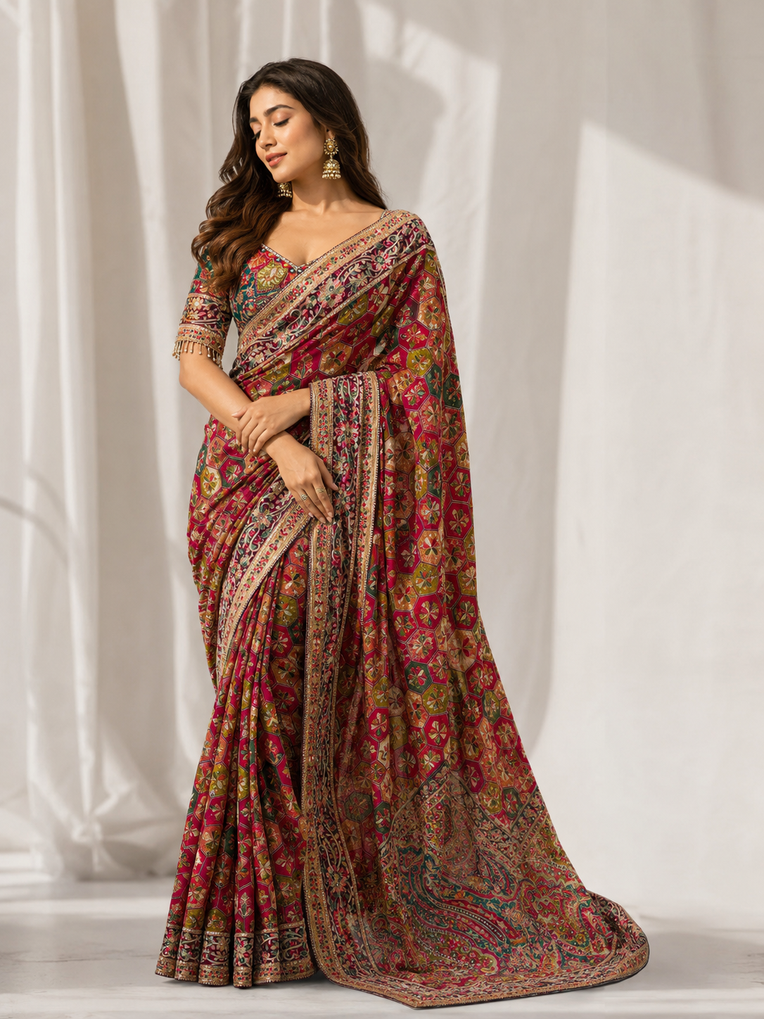 Chinon Silk Saree