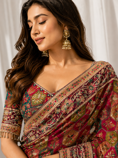 Chinon Silk Saree