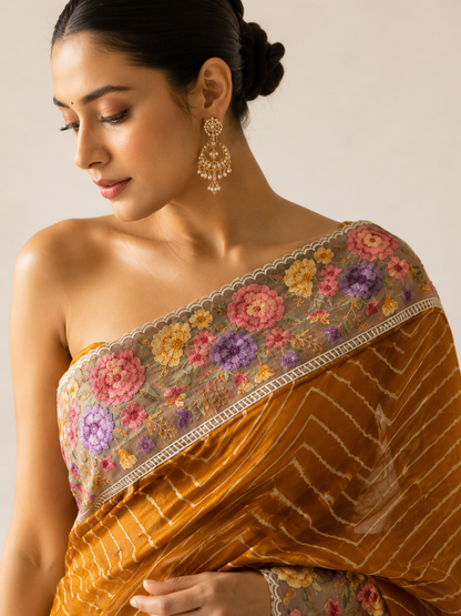 Organza Embroidery Saree