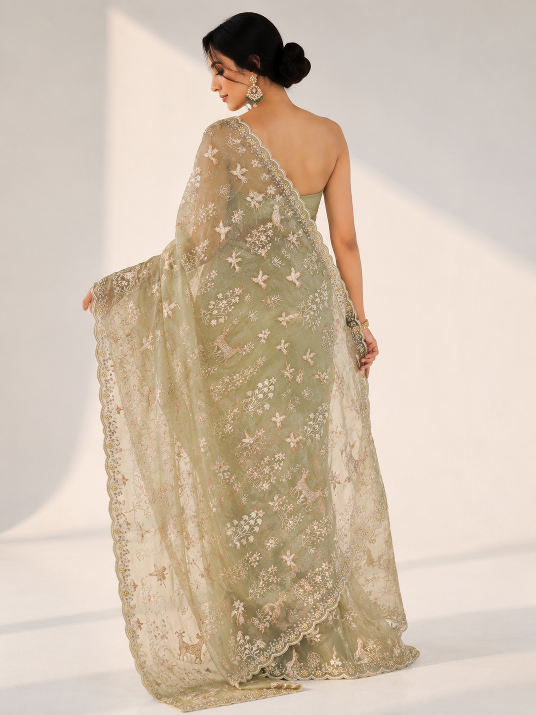 Tissue Embroidery Saree