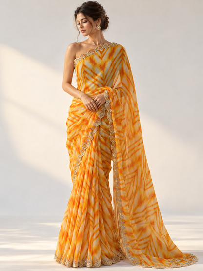Leheriya Chiffon Saree