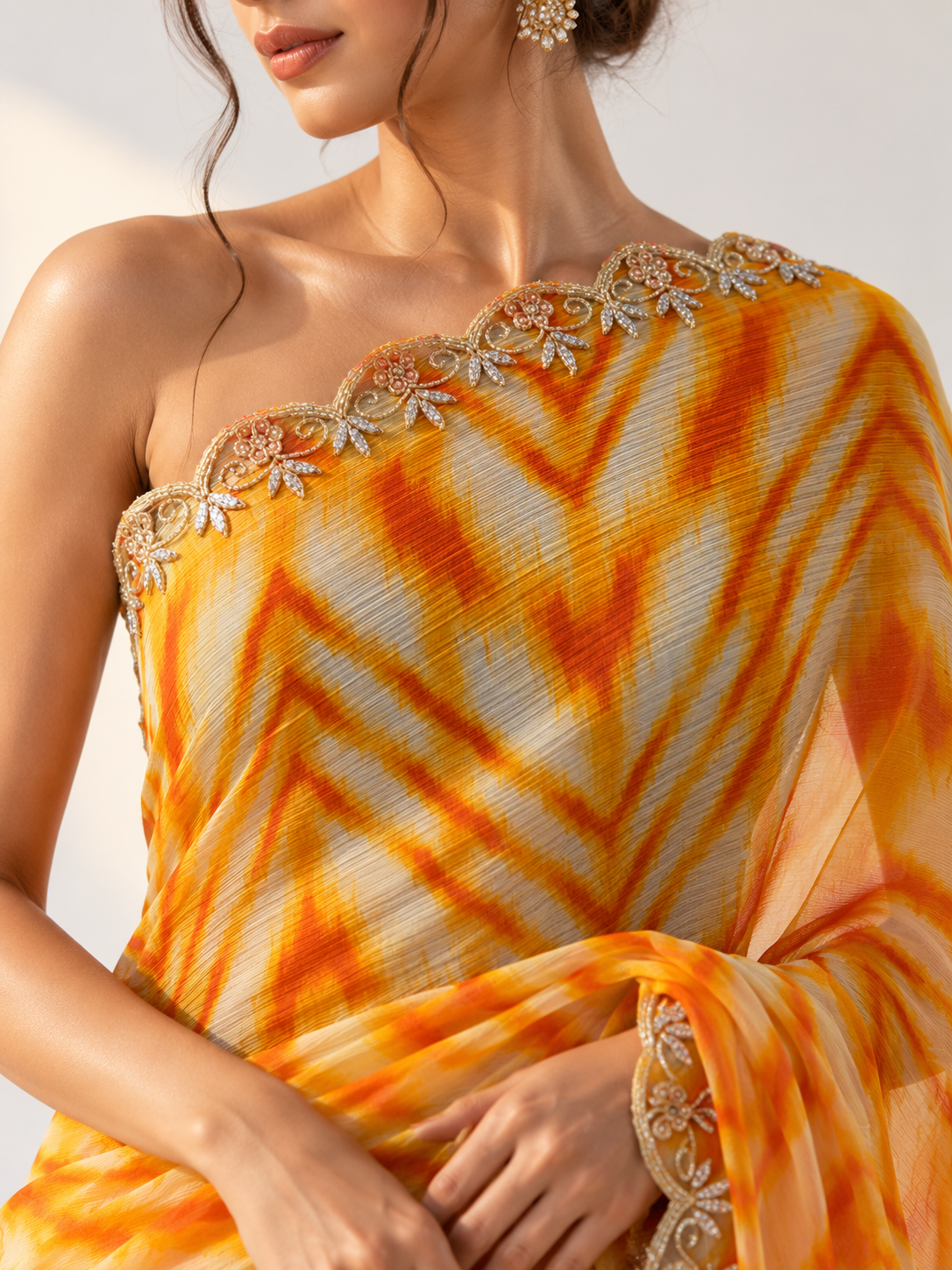 Leheriya Chiffon Saree