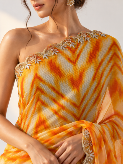 Leheriya Chiffon Saree