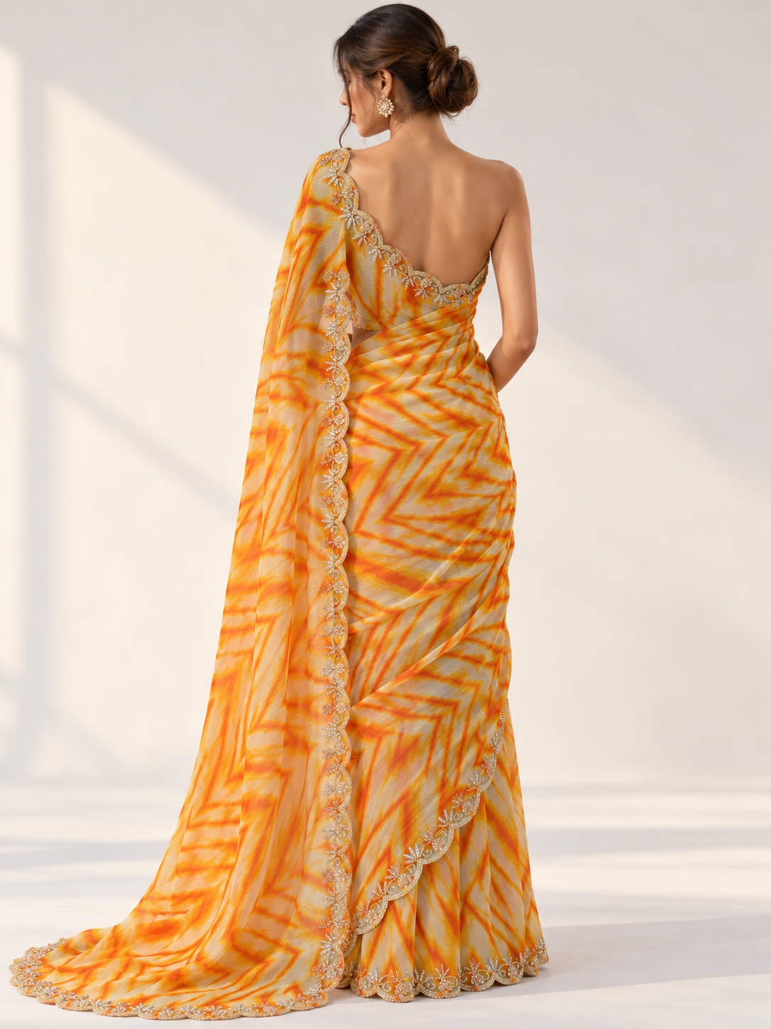 Leheriya Chiffon Saree