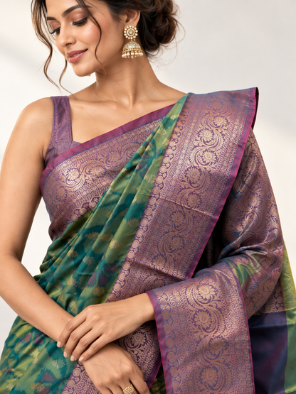 Katan Silk Contrast Saree