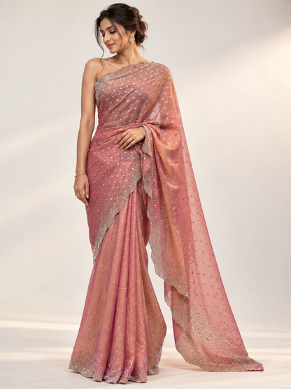 Tissue Sequin Stone Saree
