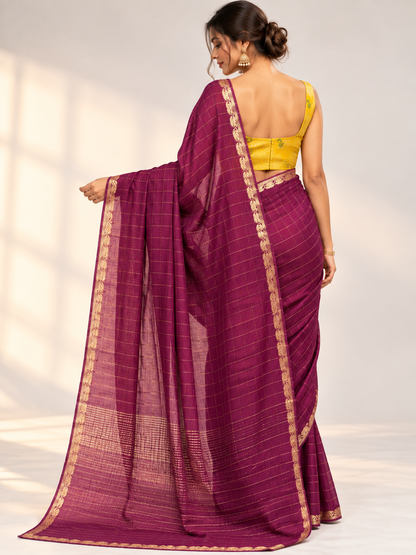 Zari Check Chinon Saree