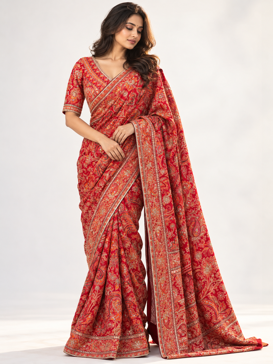 Aari Sequin Crepe Silk Saree