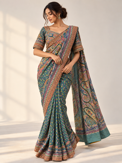 Aari Chinon Crepe Saree