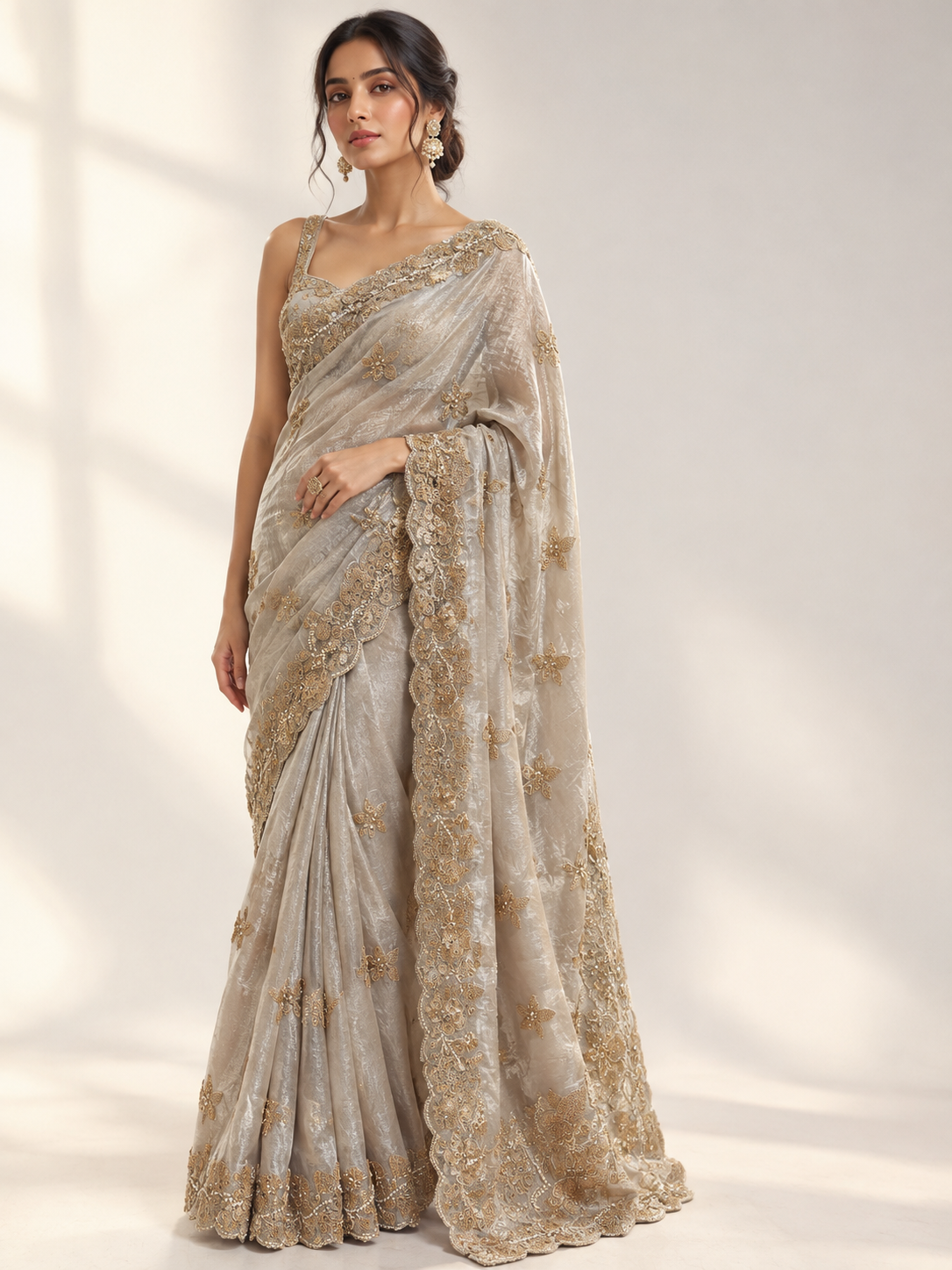 Fendi Crepe Embellished Saree