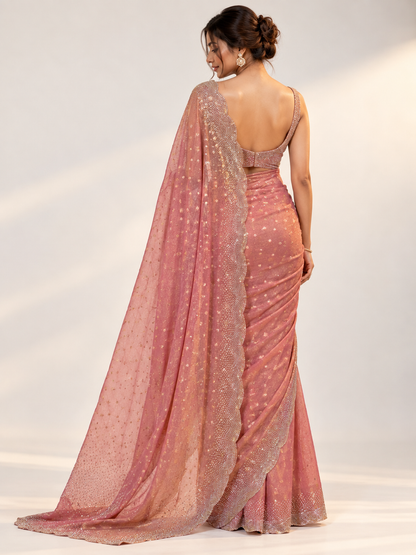 Tissue Sequin Stone Saree